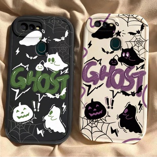 英文幽灵适用于oppoa7x手机壳a7x新款卡通全包边防摔OPPOA7硅胶保护套opp0A7n男女可爱网红opoa7超薄情侣软壳