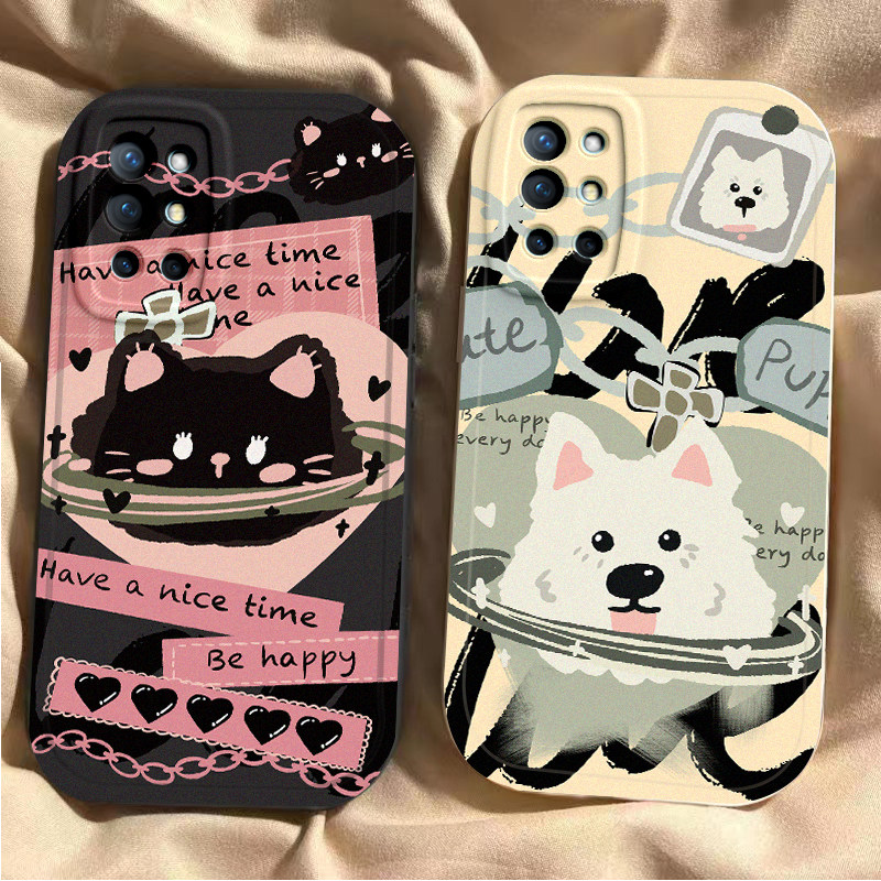 适用一加9手机壳锁链猫狗1加9R防摔网红新款1+9RT可爱全包边磨砂oneplus创意男女卡通一十9Pro硅胶软壳潮牌