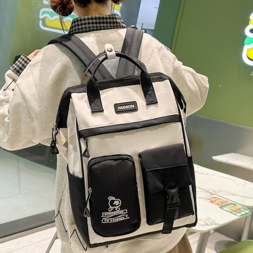 日系撞色大容量女学生双肩包