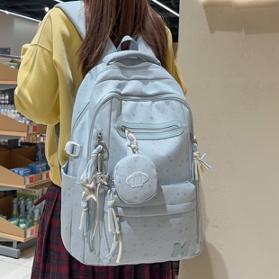 书包初中生女生高中小学生背包高颜值ins风星星图案大容量双肩包