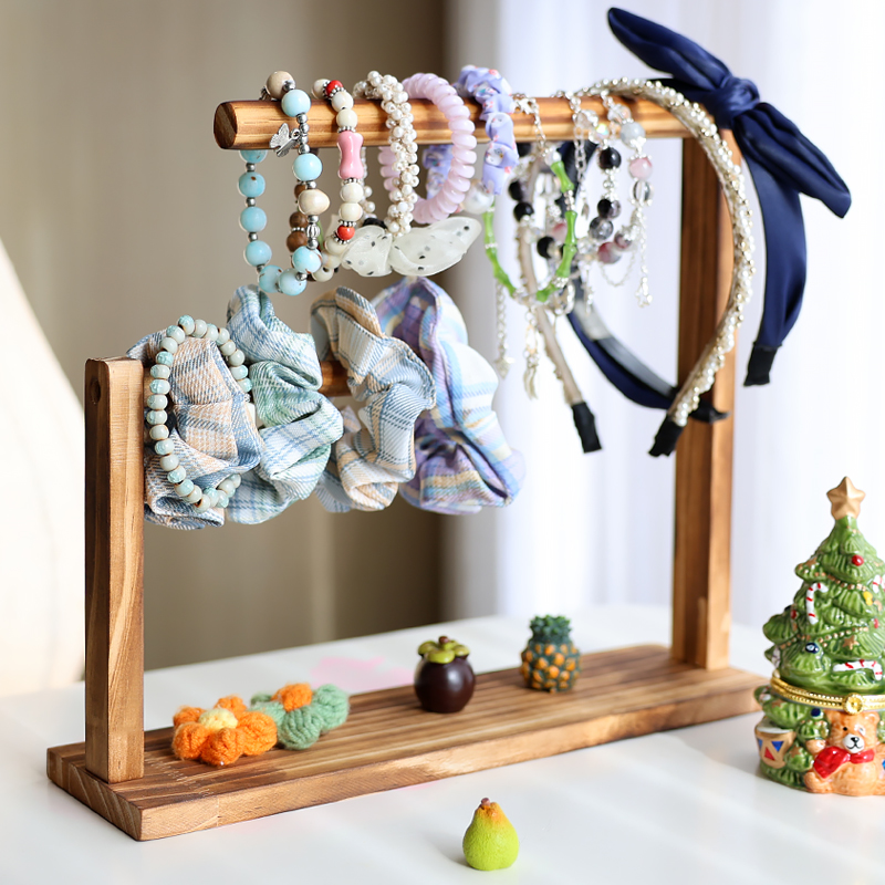 女生实木收纳架展示架发箍发圈发卡手串手链手环手表挂件复古原木