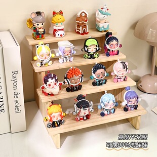 盲盒展示架玩偶公仔纯实木手办摆放展示架夜市摆摊多层阶梯式复古