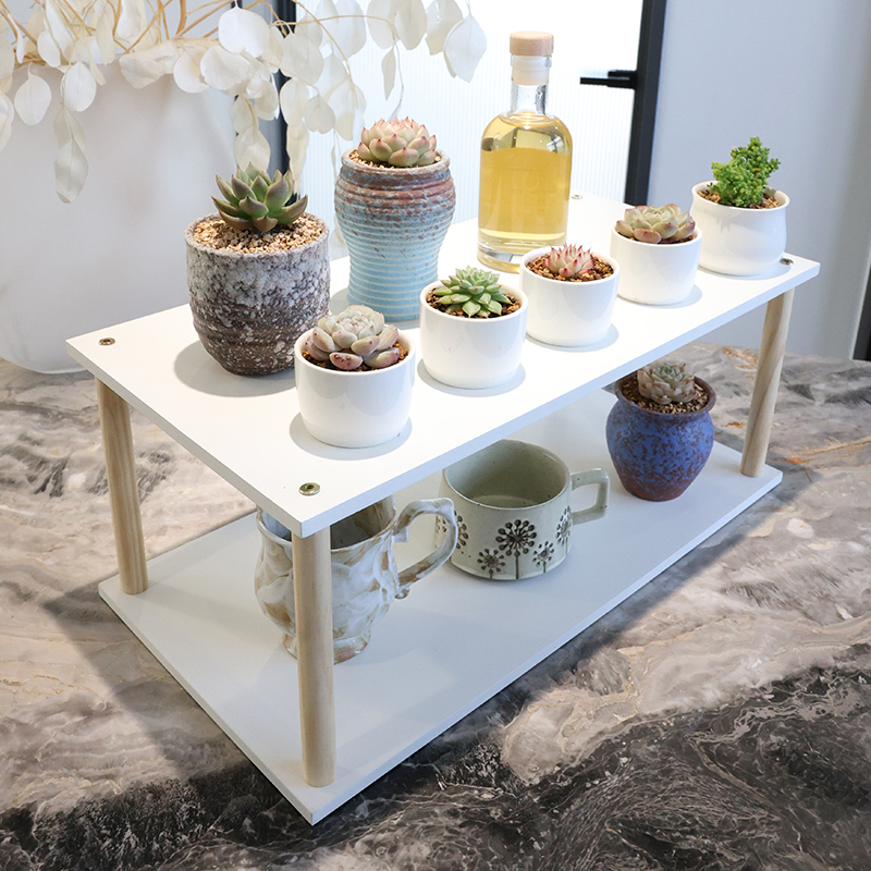 桌面收纳架展示架泡泡马特收纳架多肉绿植首饰茶杯茶具木质复古款