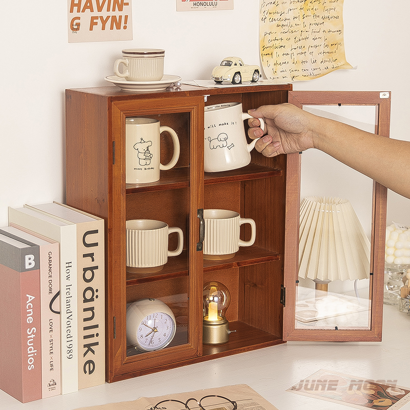 实木桌面收纳带盖防尘