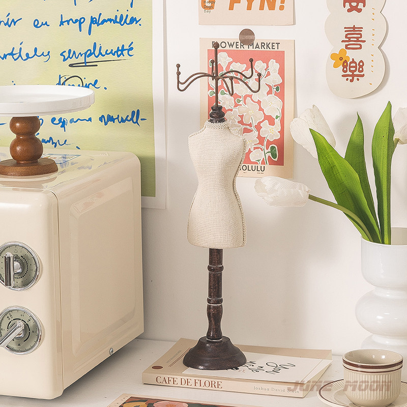 模特饰品珠宝首饰架挂项链架人像吊坠收纳架创意实木复古装饰摆件