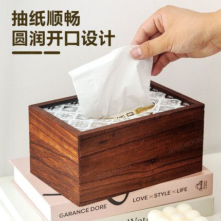 日式复古纸巾盒实木家用桌面高档创意纸盒客厅餐厅简约餐巾纸定制