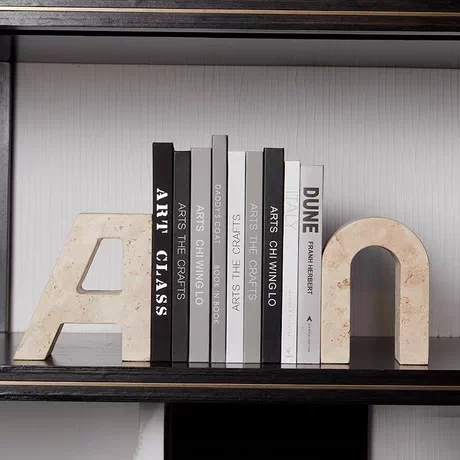 大理石几何书档摆件书架桌面原创