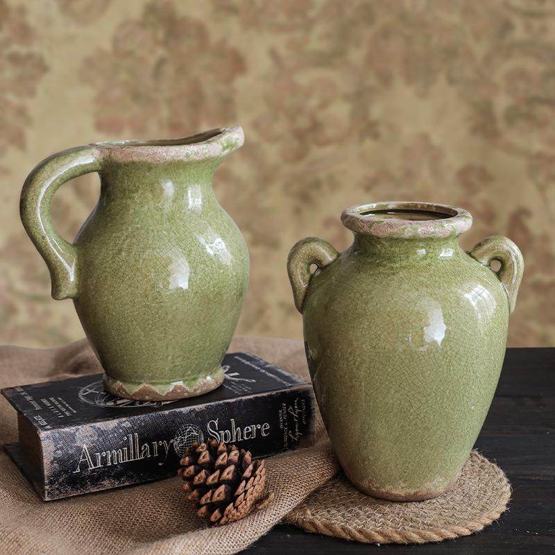 美式乡村法式田园家居饰品裂纹釉把式陶瓷摆件橱窗板房设计花瓶,橡塑材料及制品,工业陶瓷,淘宝优惠券,粉丝福利购,淘宝优惠卷