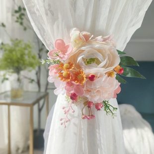 优选窗帘绑花绑花娟布仿真花扎带窗纱绑带婚礼星点花艺扣环绳子网
