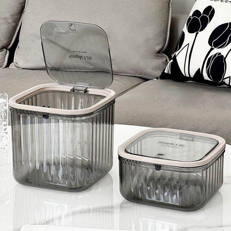 桌面垃圾桶家用高颜值透明厨房台面餐桌卧室迷你小号纸篓2024新款