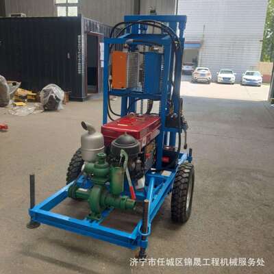 双液压油缸柴油打井机车轮式农田灌溉井钻井机工地打桩柴油钻孔机