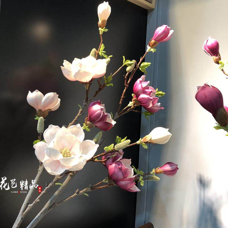 单只仿真玉兰花pu手感保湿软胶家居摆放装饰假花橱窗简约时尚绢花
