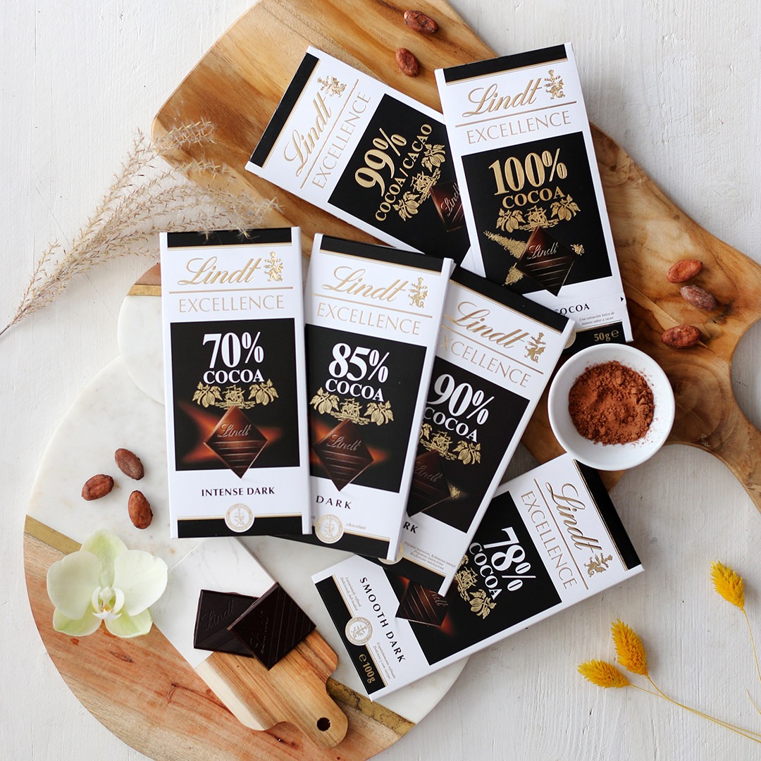 2盒装Lindt瑞士莲特醇黑巧克力50%70%78%85%90%99%100%香橙海盐味