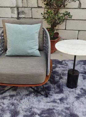 柚木户外沙发露天样板房藤沙发组合休闲花园设计师款式藤绳编沙发