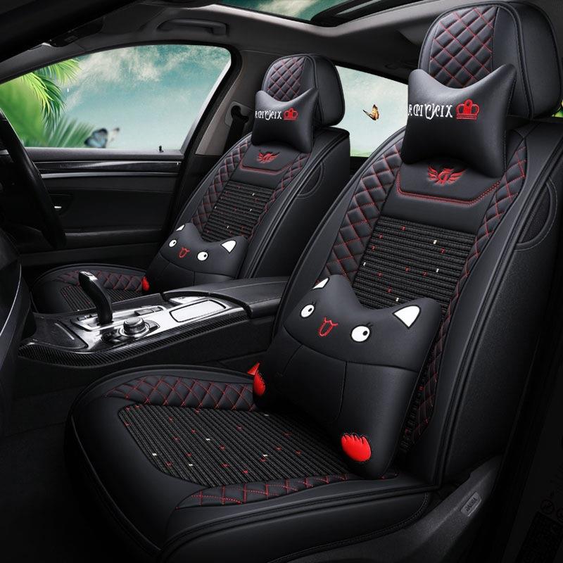 汽车座套布四季通用新款可爱卡通坐套专用全包冰丝坐垫小车座椅套
