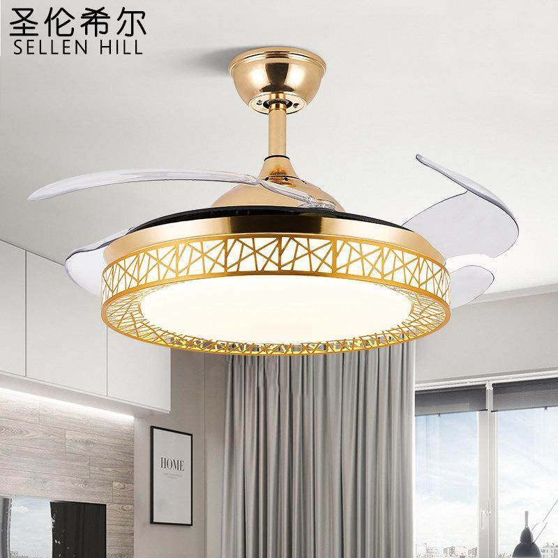 隐形吊扇灯卧室客厅风扇灯餐厅书房LED现代简约家用鸟巢风扇吊灯