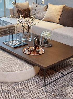 美式实木方形茶几桌几家用客厅小户型矮茶几创意民宿小茶桌茶几