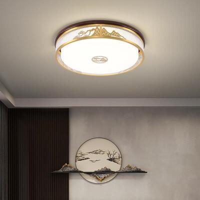 雷新中式风扇灯吊扇灯实木隐形餐厅客厅吊灯吊扇一体带灯古典中士