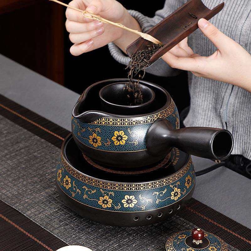 小德缠枝莲电陶炉煮茶器家用提梁烧水壶套装普洱泡茶壶中式复古壶