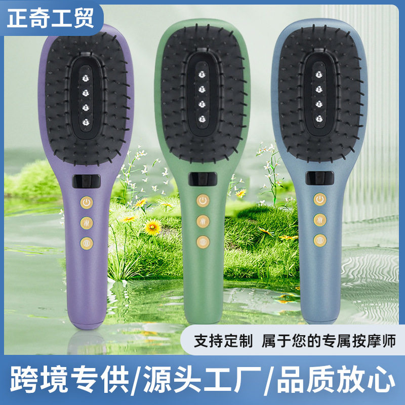 跨境爆品干湿两用直发卷发两用头发梳直发器护发器负离子直发梳子