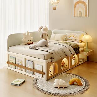 儿童床男孩女孩全实木榻榻米儿童具蒙氏儿童床单人床儿童实木床