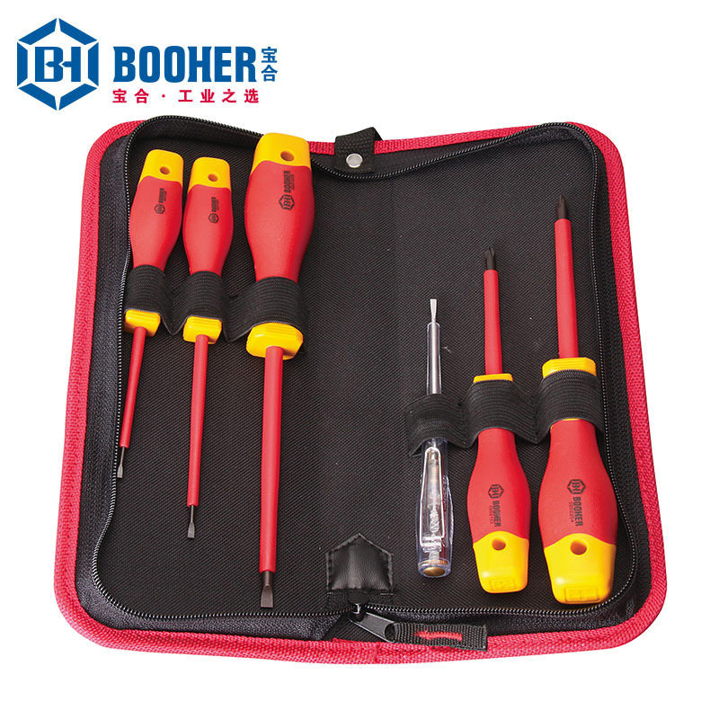 Booher宝合工具6件套双色VDE绝缘螺丝批组套BH0200202