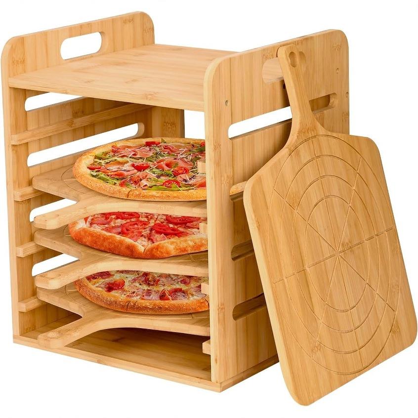 木质披萨托盘家用多层披萨托盘整理架甜点披萨砧板菜板展示整理架