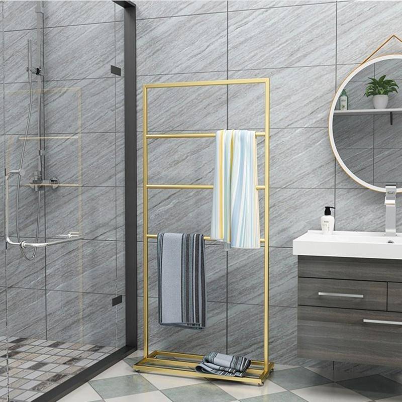 cs北欧极简毛巾架浴巾架室内挂衣架子铁艺落地置物架金属挂衣架组