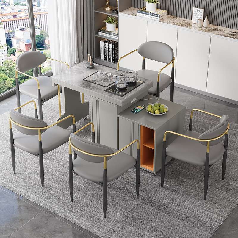 轻奢风岩板伸缩茶桌家用阳台可移动茶几现代简约风小户型泡茶茶台