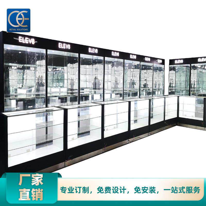烟柜台烟草展示柜烟柜收银台一体玻璃柜多层展柜带LED灯设计