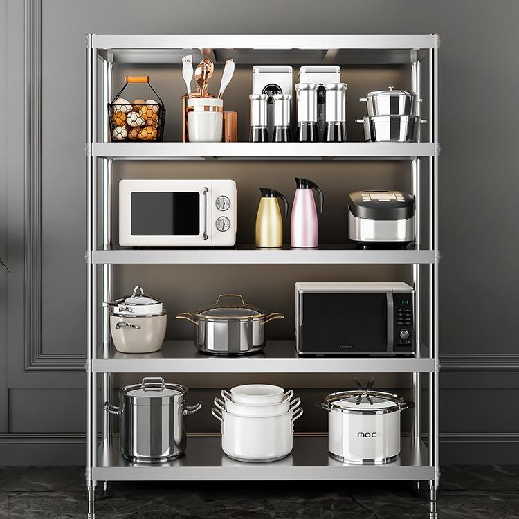置物架货架五层厨房收纳5层架落地式家用架子多层加厚不锈钢储物4