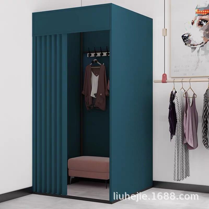 可简易更衣换衣间移动落地服装门帘试衣间活动展示架试衣商场衣室