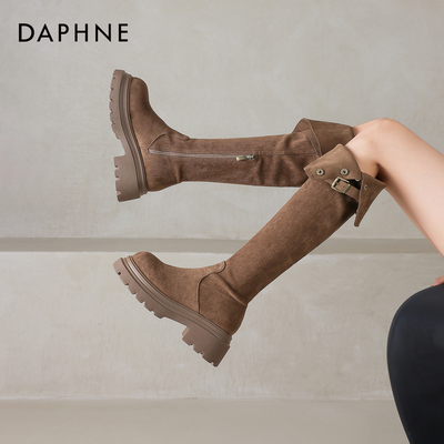 达芙妮过膝长靴粗跟加绒骑士靴子