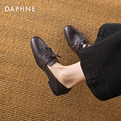 女2026新款 春季 英伦风通勤小皮鞋 达芙妮一脚蹬流苏乐福鞋 系带单鞋