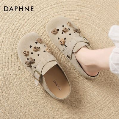 达芙妮勃肯鞋半拖鞋真皮包头平底