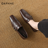 女2026新款 秋季 复古布洛克单鞋 达芙妮乐福鞋 老钱风粗跟方头小皮鞋