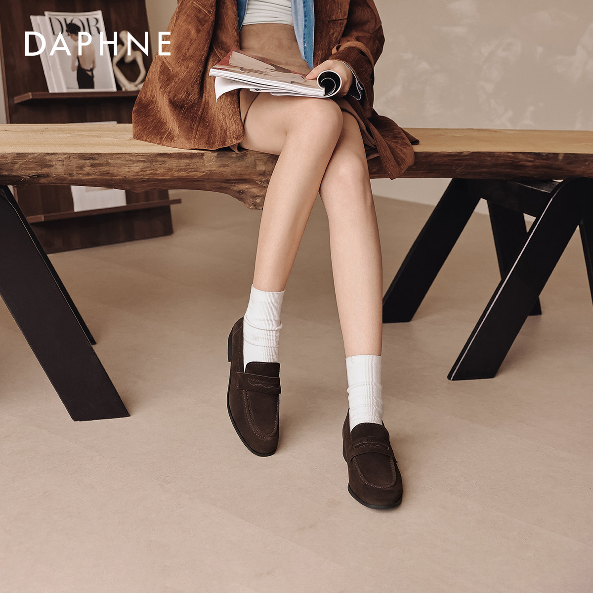 达芙妮低跟乐福鞋女2026新款秋冬老钱风软底豆豆鞋一脚蹬通勤单鞋,女鞋,乐福鞋（豆豆鞋）,淘宝优惠券,粉丝福利购,淘宝优惠卷