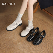 女2026新款 法式 春季 达芙妮粗跟乐福鞋 玛丽珍女鞋 浅口小皮鞋 单鞋 子