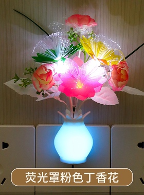 LED七彩花瓣满天星小夜灯光控感应插电卧室床头喂奶走廊起夜光灯