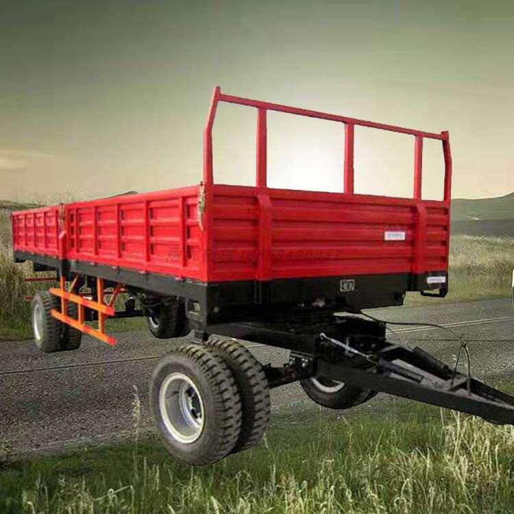 10吨拖车车斗双轴左右自卸转向盘后斗挂车拉货车液压大型全挂拖斗