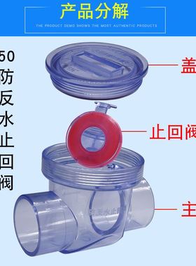 PK0K50止回阀厨房防返水止逆阀透明防反水单向阀防倒灌翻板防回水