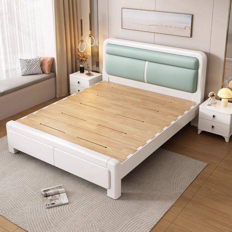 奶油风1.8米实木床榫卯1.5米双人软包床北欧现代简约家用主卧婚床