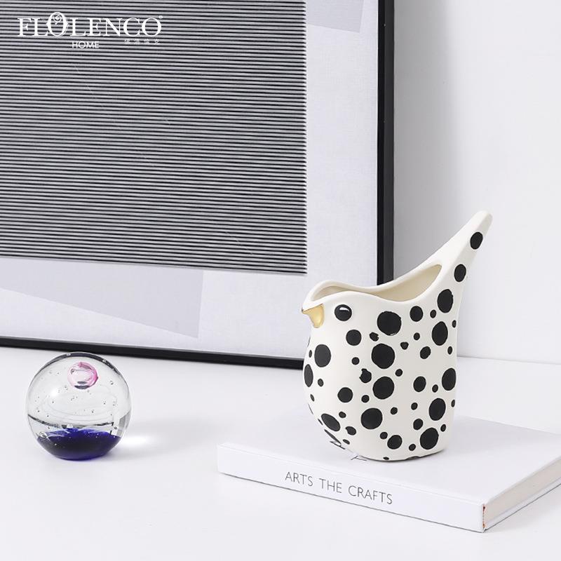 现代家居手绘陶瓷小鸟摆件时尚样板间客厅儿童房书柜趣味软装饰品