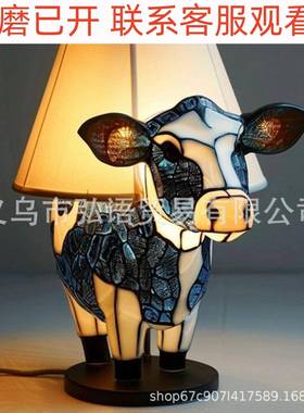 新款跨境魔幻神奇动物led灯创意usb插头树脂雕像发光牛头台灯摆件