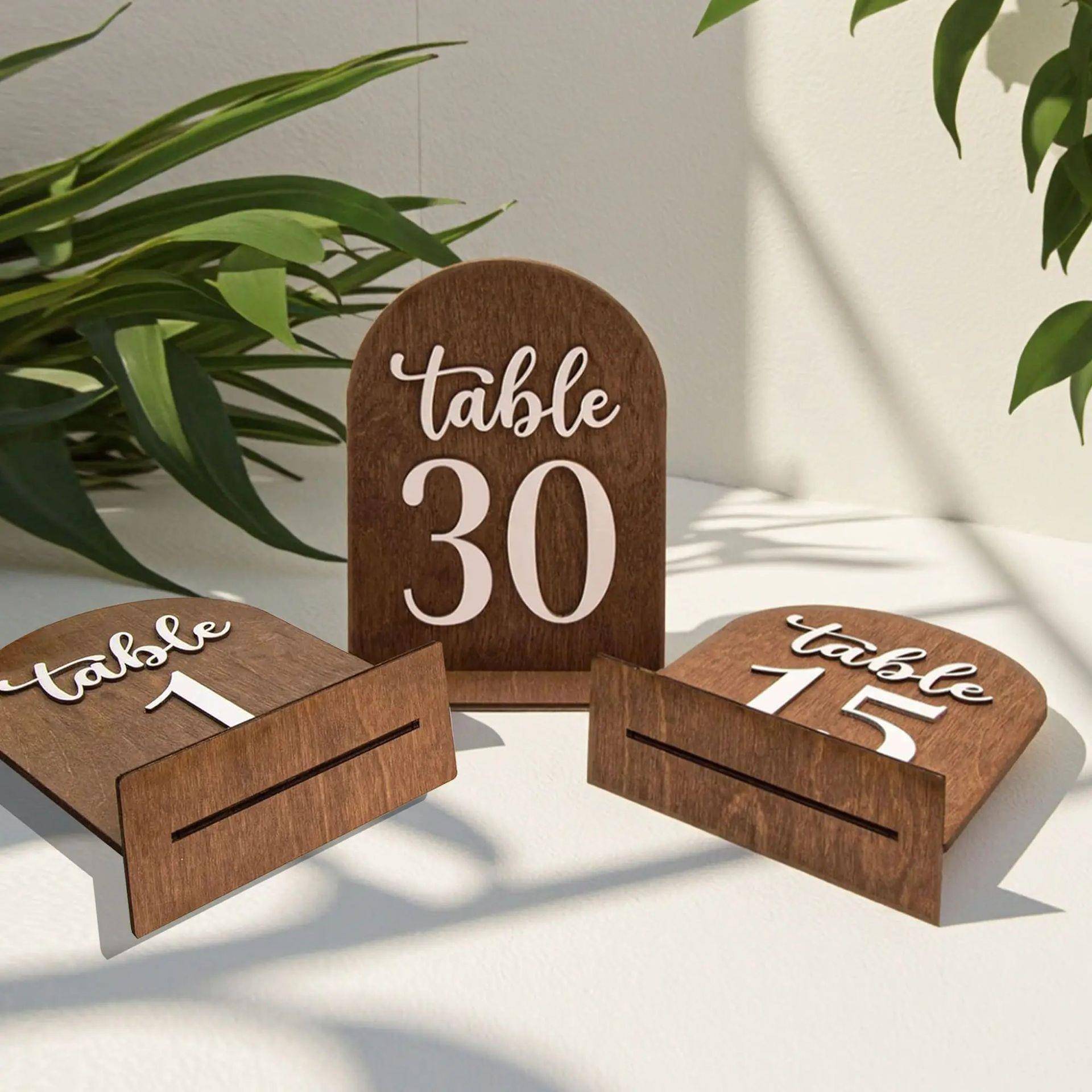 现货美式木桌号牌婚礼装饰宴会木牌餐厅装饰摆件婚礼派对拍照道具