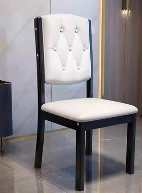 实木椅子餐椅家用简约现代轻奢白色餐厅吃饭餐桌椅木头软包凳子