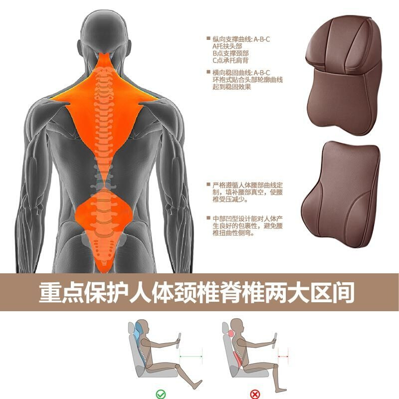 汽车头枕奔驰S级迈巴赫宝马5系座椅枕头护颈靠枕腰靠车载腰枕车用