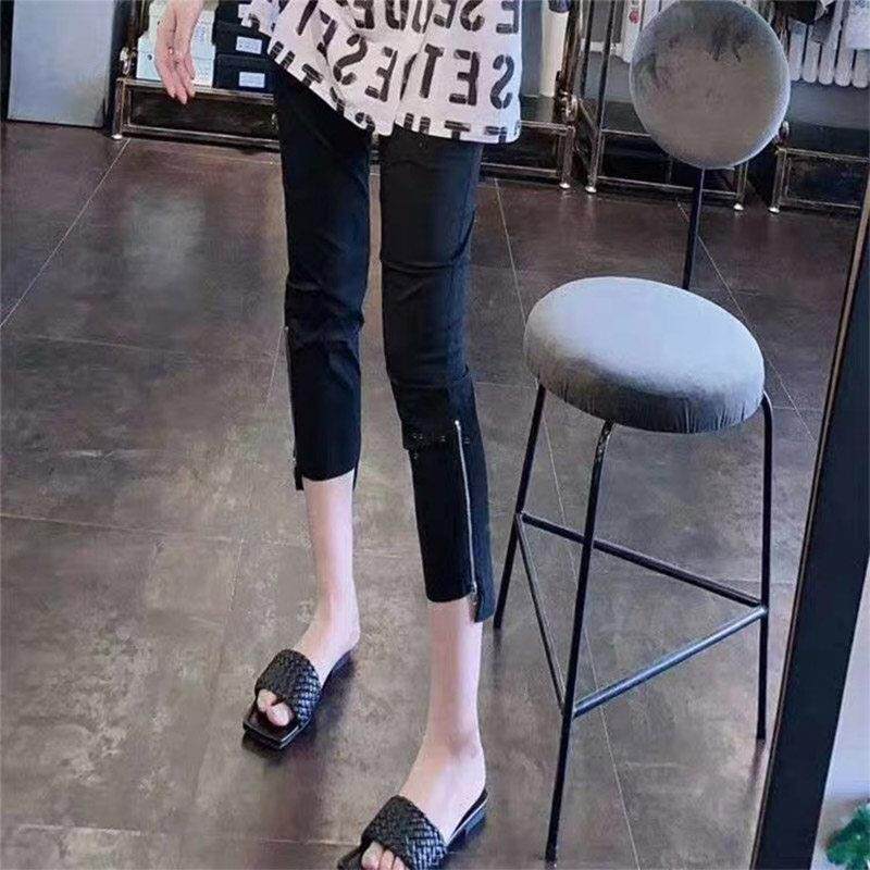 高腰修弹力七分铅笔女裤黑色身外穿裤 韩版通勤风裤 紧身 打T3463