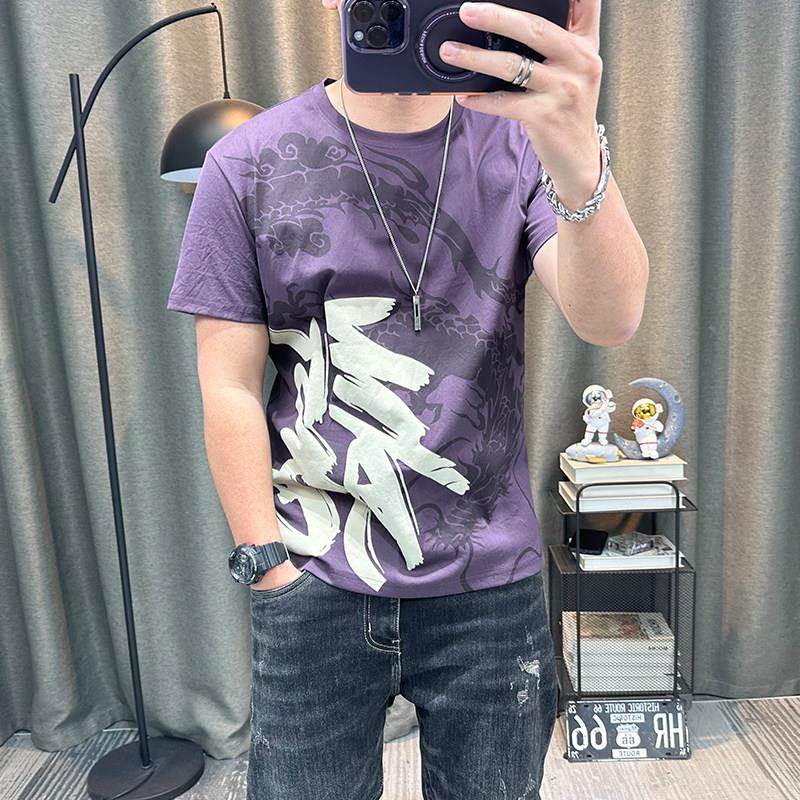 潮牌短袖t恤衫夏季新款麻料棉麻半袖T恤衫超薄上衣麻料t男装衣服