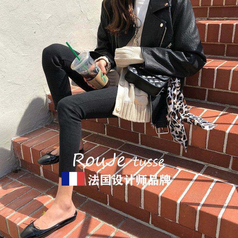 专柜色牛仔裤202力6春夏新款弹大码小脚胖PLYm女黑m九分紧身显瘦